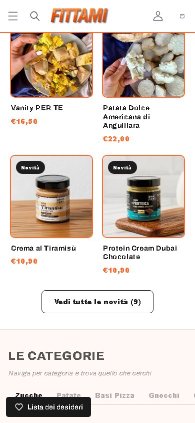 La griglia dei prodotti prima: i prezzi in arancione chiaro
